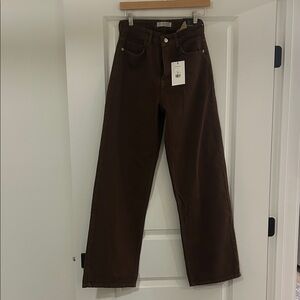 Brown Wide Leg Jeans